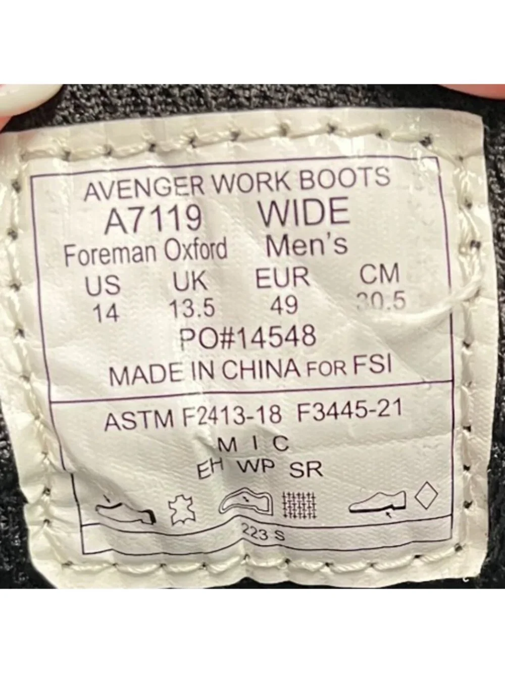 Avenger Foreman Mens Size 14E Black Composite Safety Toe Work Oxford Shoes